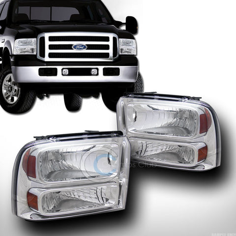 EURO CHROME HEAD LIGHTS LAMPS SIGNAL AMBER DY 05-07 FORD F250 F350 SD EXCURSION