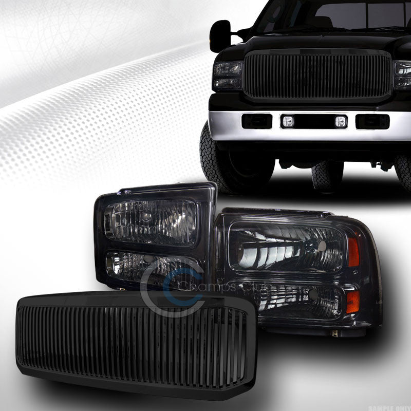 SMOKE HEAD LIGHTS SIGNAL AMBER W/VERTICAL GRILL GRILLE BLK 05-07 F250/EXCURSION