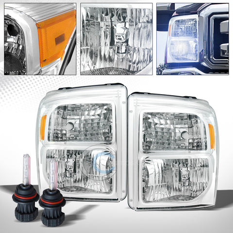 8000K HID BI-XENON+CHROME HEAD LIGHTS+SIGNAL AMBER DY 11-16 F250/F350 SUPERDUTY