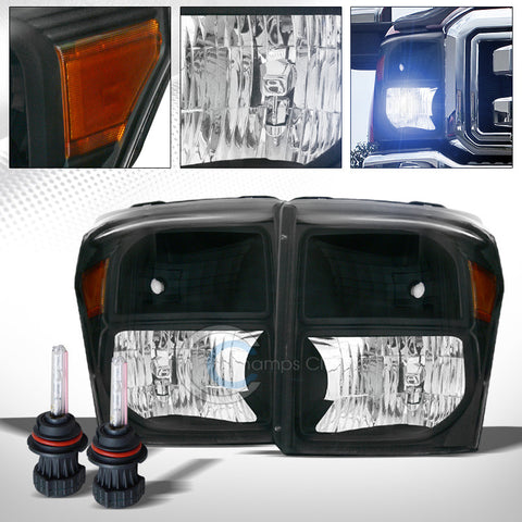 8000K HID BI-XENON+BLK HEAD LIGHTS+SIGNAL AMBER DY 11+ FORD F250/F350 SUPERDUTY