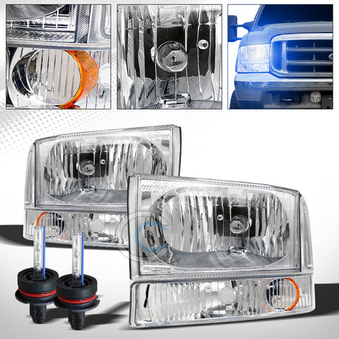 10000K HID XENON+CHROME HEAD LIGHTS+CORNER AM 99+ F250 F350 SUPER DUTY/EXCURSION