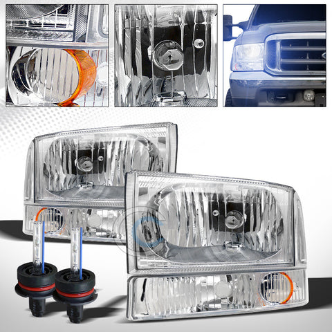 8000K HID XENON+CHROME HEAD LIGHTS+CORNER AM 99+ F250 F350 SUPER DUTY/EXCURSION