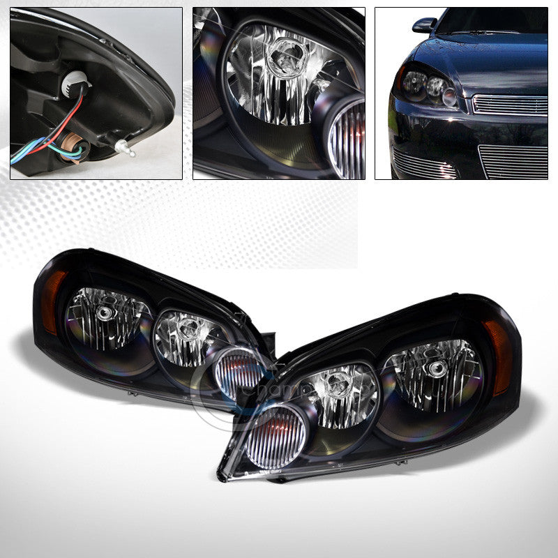 FACTORY BLK CRYSTAL HEAD LIGHTS SIGNAL LAMP AM DY 06-16 CHEVY IMPALA/MONTE CARLO