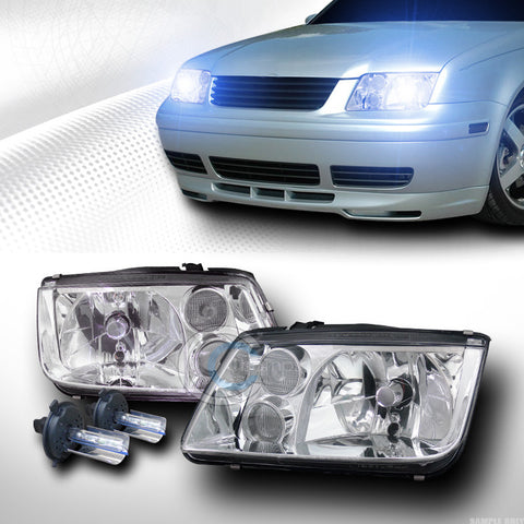 10000K HID XENON W/CHROME HEAD LIGHT SIGNAL+BUILT IN FOG 99-05 VW JETTA/BORA/MK4