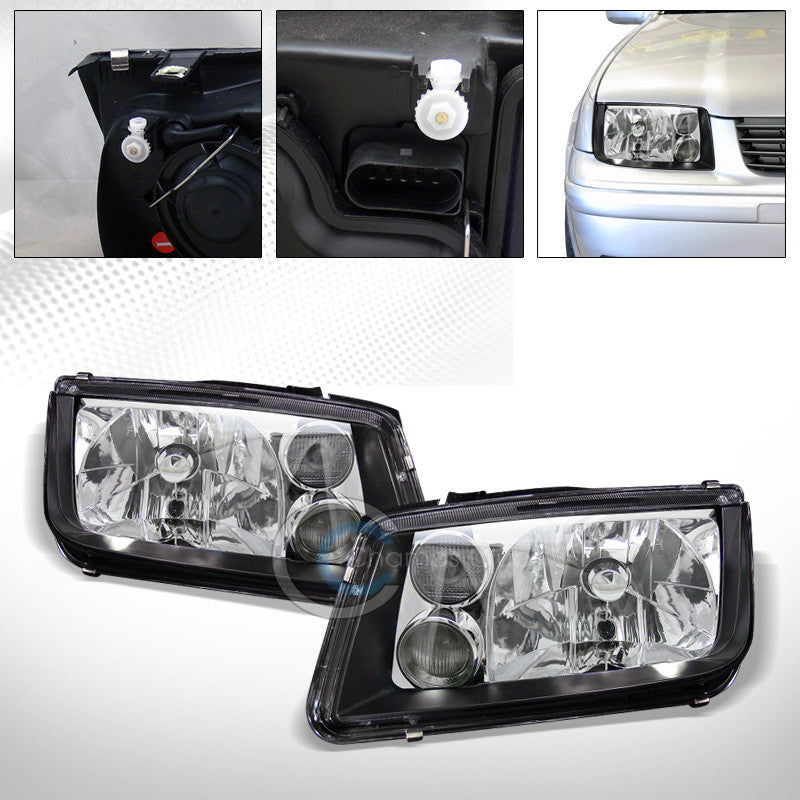 CRYSTAL BLACK CLEAR HEAD LIGHTS LAMPS SIGNAL+FOG DY 99-05 VW JETTA BORA MK4 MKIV