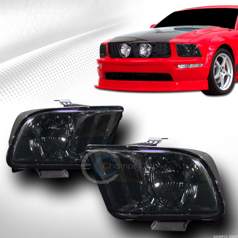 CRYSTAL SMOKE CLEAR HEAD LIGHTS LAMPS LEFT+RIGHT DY 05-09 FORD MUSTANG V6 V8 GT