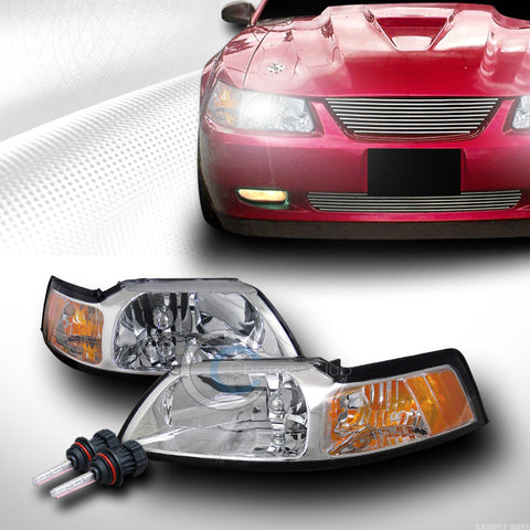 6000K HID BI-XENON CHROME CLEAR HEAD LIGHTS LAMP SIGNAL AMBER 99-04 FORD MUSTANG