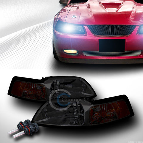 8000K HID BI-XENON SMOKE CLEAR HEAD LIGHTS LAMPS SIGNAL AMBER 99-04 FORD MUSTANG