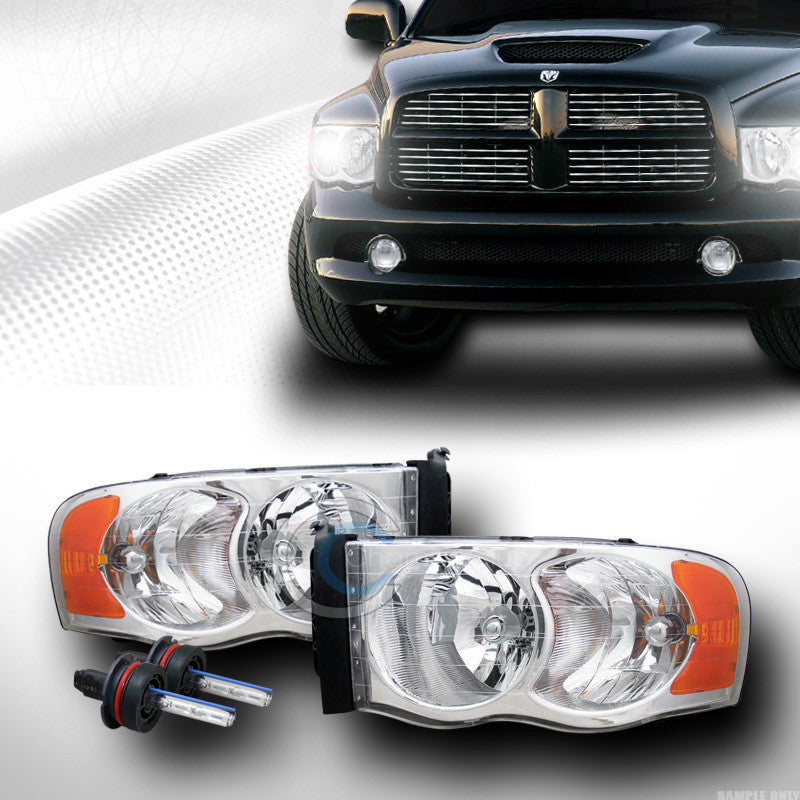 6K HID XENON CHROME CLEAR HEADLIGHTS SIGNAL AMBER LAMP 2002-2005 DODGE RAM TRUCK