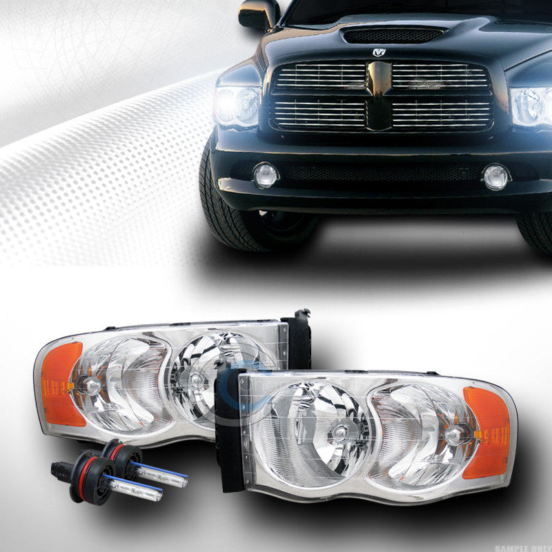 8K HID XENON CHROME CLEAR HEADLIGHTS SIGNAL AMBER LAMP 2002-2005 DODGE RAM TRUCK