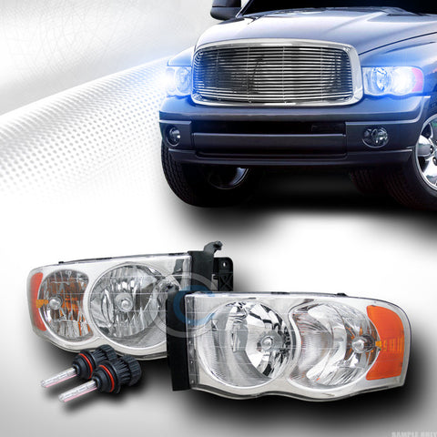 10000K HID BI-XENON W/CHROME CRYSTAL HEAD LIGHTS SIGNAL LAMPS AM 02-05 DODGE RAM