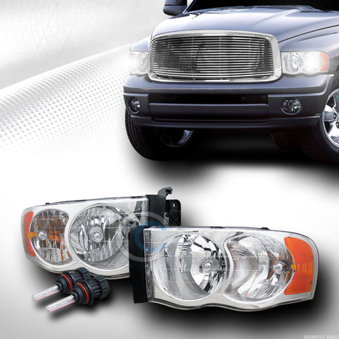 6000K HID BI-XENON W/CHROME CRYSTAL HEAD LIGHTS SIGNAL LAMPS AM 02-05 DODGE RAM