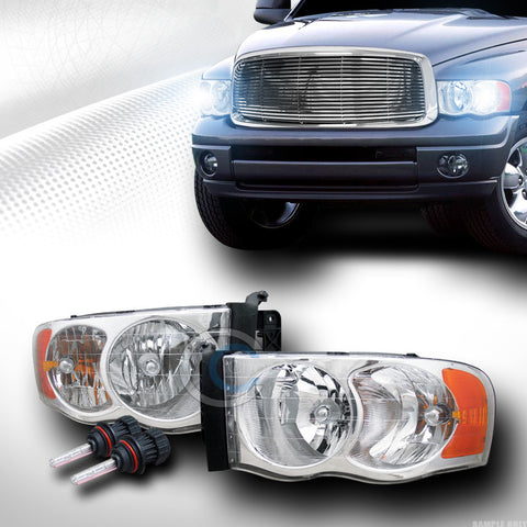 8000K HID BI-XENON W/CHROME CRYSTAL HEAD LIGHTS SIGNAL LAMPS AM 02-05 DODGE RAM