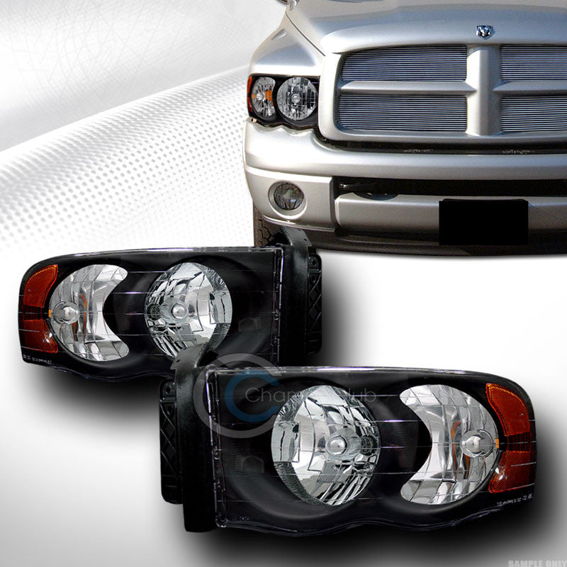 CRYSTAL BLACK HEAD LIGHTS LAMPS SIGNAL AMBER LEFT+RIGHT DY 02-05 DODGE RAM TRUCK