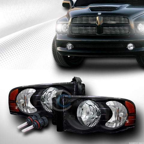 6000K HID BI-XENON BLACK CLEAR HEAD LIGHTS LAMPS SIGNAL AMBER 02-05 DODGE RAM