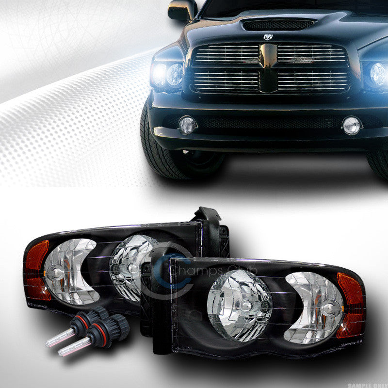 8000K HID BI-XENON BLACK CLEAR HEAD LIGHTS LAMPS SIGNAL AMBER 02-05 DODGE RAM