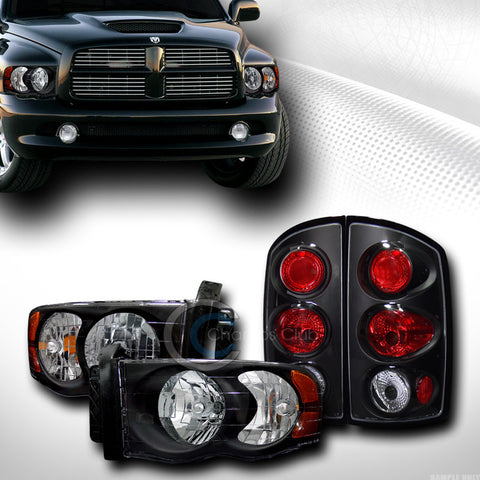 EURO BLACK CLEAR HEAD LIGHTS SIGNAL AMBER+ALTEZZA TAIL LIGHTS G5 02-05 DODGE RAM