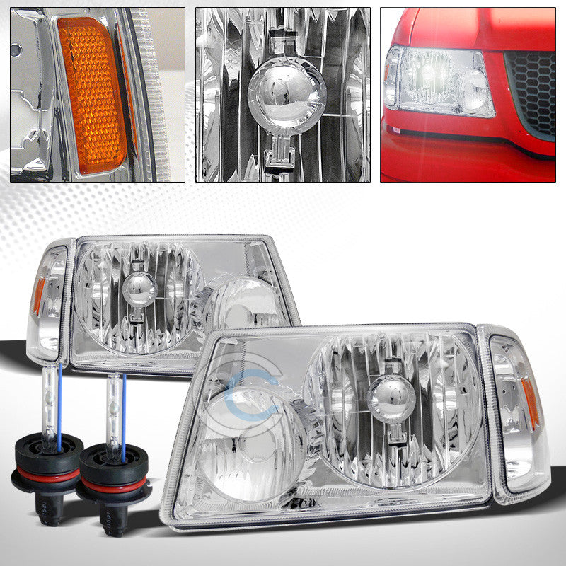 6000K HID XENON+CHROME HEAD LIGHTS+CORNER SIGNAL LAMPS AMBER 01-11 FORD RANGER