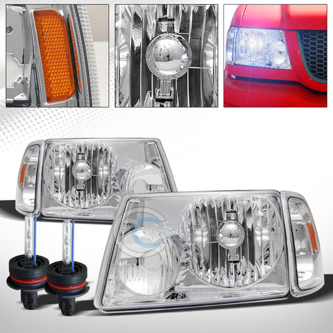 8000K HID XENON+CHROME HEAD LIGHTS+CORNER SIGNAL LAMPS w/AMBER 01-11 FORD RANGER