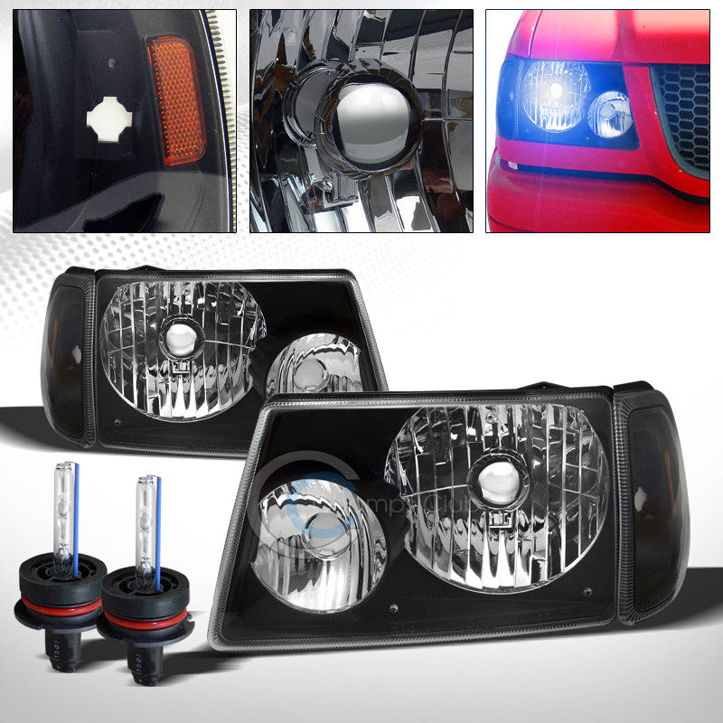 10000K HID XENON+BLACK HEAD LIGHTS+CORNER SIGNAL LAMPS w/AMBER 01-11 FORD RANGER