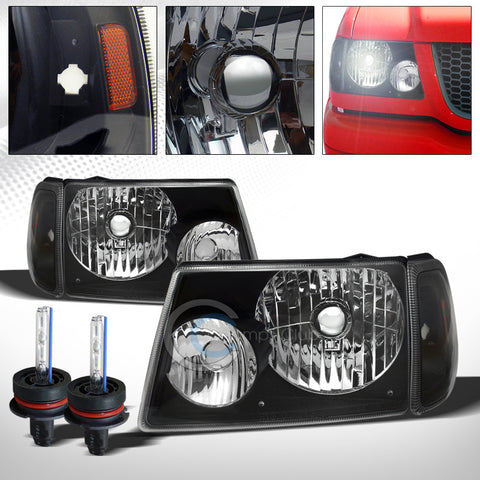 6000K HID XENON+BLACK HEAD LIGHTS+CORNER SIGNAL LAMPS w/AMBER 01-11 FORD RANGER