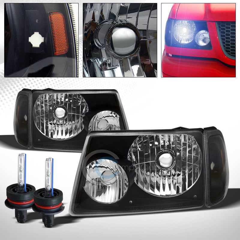 8000K HID XENON+BLACK HEAD LIGHTS+CORNER SIGNAL LAMPS w/AMBER 01-11 FORD RANGER