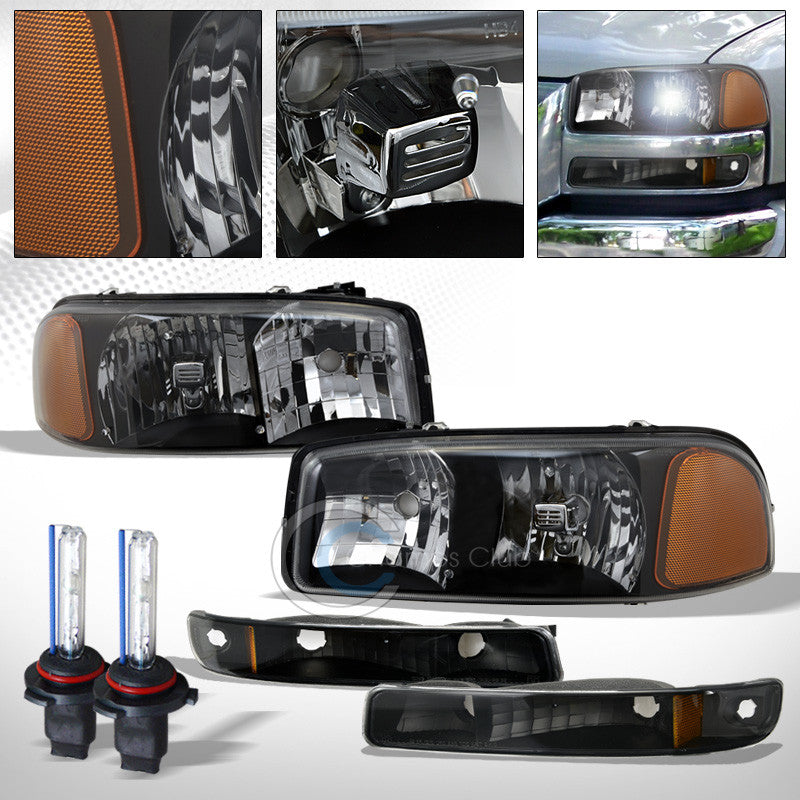 6000K HID XENON+BLACK HEAD LIGHTS SIGNAL BUMPER AM DY 99-06 GMC SIERRA/00+ YUKON