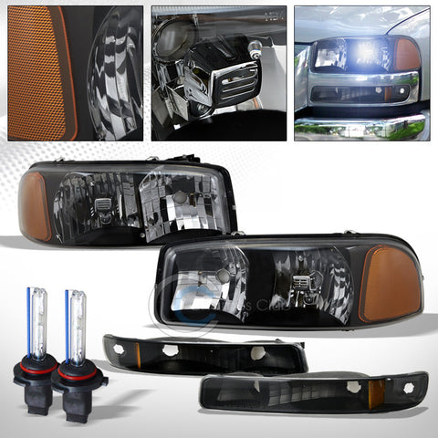 8000K HID XENON+BLACK HEAD LIGHTS SIGNAL BUMPER AM DY 99-06 GMC SIERRA/00+ YUKON