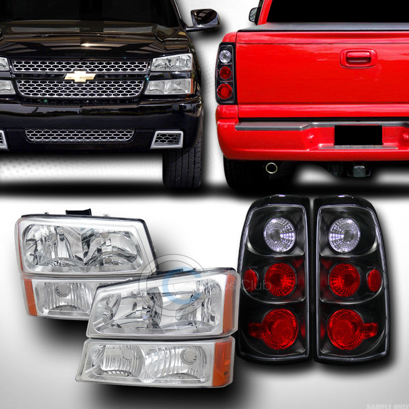 CHROME HEAD LIGHTS W/SIGNAL BUMPER AM DY+ALTEZZA TAIL LAMPS JY 03-07 SILVERADO