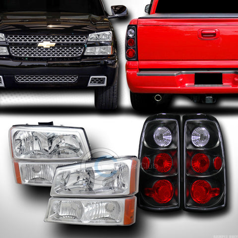 CHROME HEAD LIGHTS W/SIGNAL BUMPER AM DY+ALTEZZA TAIL LAMPS JY 03-07 SILVERADO