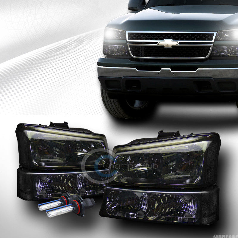 6000K HID XENON+SMOKE HEAD LIGHTS+BUMPER SIGNAL LAMP DY 4P 03-07 CHEVY SILVERADO