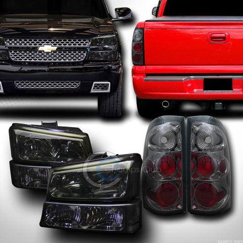 SMOKE HEAD LIGHTS+BUMPER SIGNAL DY+ALTEZZA TAIL BRAKE JY 03-07 CHEVY SILVERADO