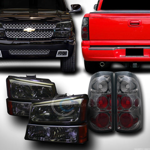 SMOKE HEAD LIGHTS W/SIGNAL AMBER DY+ALTEZZA TAIL BRAKE LAMPS JY 03-07 SILVERADO