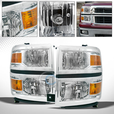 FACTORY CHROME CRYSTAL HEAD LIGHTS CORNER SIGNAL LAMPS A DY 14-15 SILVERADO 1500