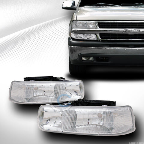 CRYSTAL CHROME CLEAR HEAD LIGHTS LAMPS DY 99-02 SILVERADO/00-06 TAHOE SUBURBAN