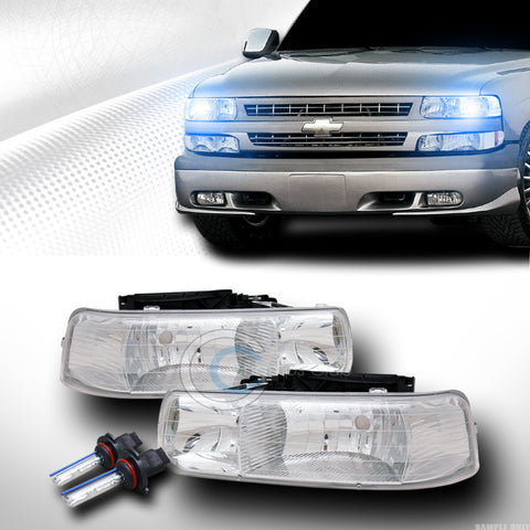 10000K HID XENON W/CHROME HEAD LIGHTS LAMPS 99-02 SILVERADO 00-06 TAHOE/SUBURBAN