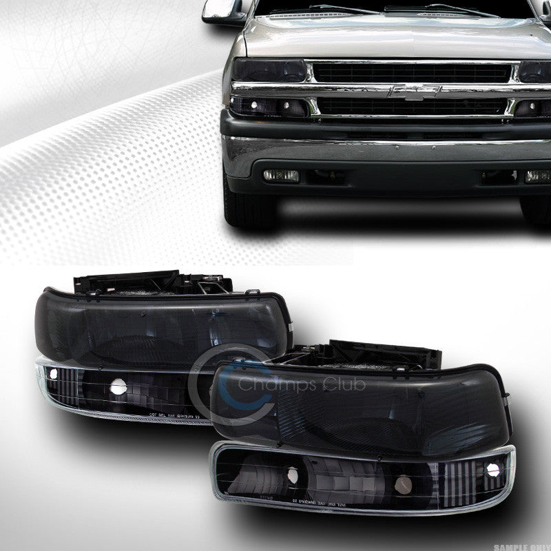 SMOKE HEAD LIGHTS DY W/SIGNAL BUMPER LAMPS BLACK YD 1999 2000-2006 SILVERADO/SUV