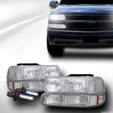 6000K HID XENON+CHROME HEAD LIGHT+BUMPER AMBER DY 99-06 SILVERADO/SUBURBAN/TAHOE