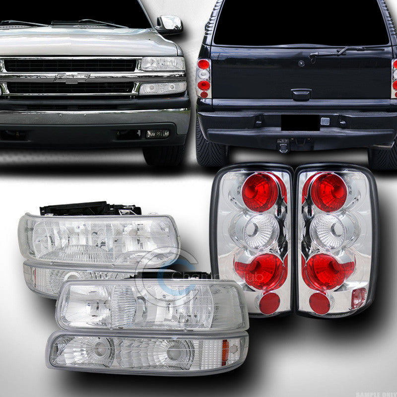 CHROME HEAD LIGHTS+BUMPER AMBER DY+REAR TAIL BRAKE JY 00-06 CHEVY SUBURBAN/TAHOE