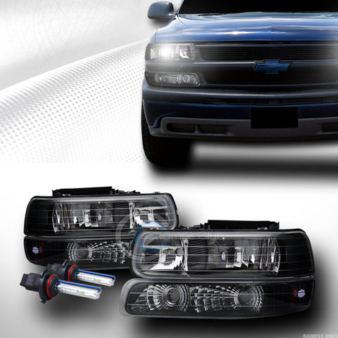 6000K HID XENON+BLACK HEAD LIGHTS+BUMPER AMBER DY 99-06 SILVERADO/SUBURBAN/TAHOE
