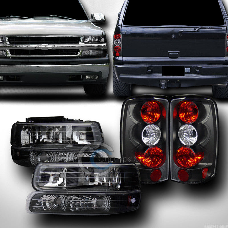 BLK HEAD LIGHTS+BUMPER AMBER DY+ALTEZZA BRAKE TAIL LAMPS JY 00-06 TAHOE SUBURBAN