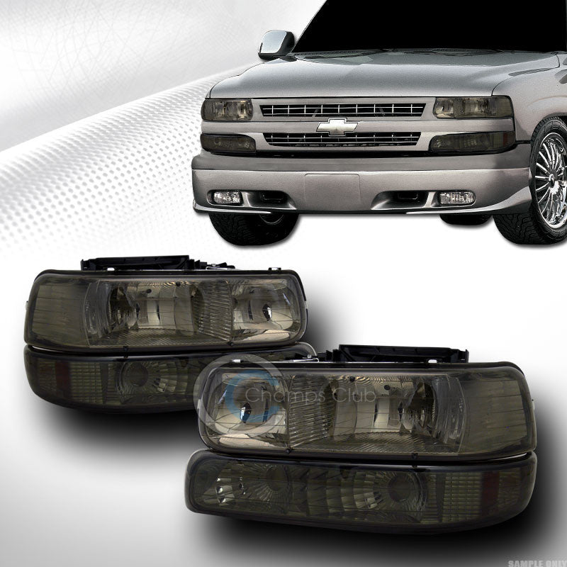 SMOKE HEAD LIGHTS+SIGNAL BUMPER LAMPS AMBER 99-02 SILVERADO/00-06 TAHOE SUBURBAN