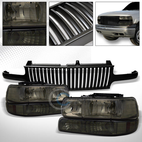 SMOKE HEAD LIGHTS+BUMPER AM DY+MATTE VERTICAL GRILL GRILLE 99-06 SILVERADO/TAHOE