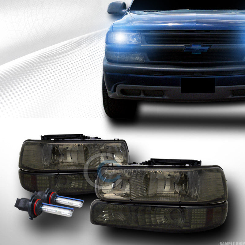 10000K HID XENON+SMOKE HEAD LIGHTS+BUMPER AMB DY 99-06 SILVERADO/SUBURBAN/TAHOE