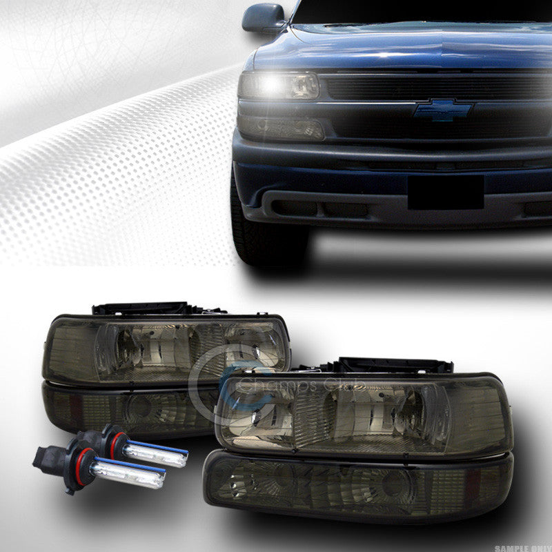 6000K HID XENON+SMOKE HEAD LIGHTS+BUMPER AMBER DY 99-06 SILVERADO/SUBURBAN/TAHOE