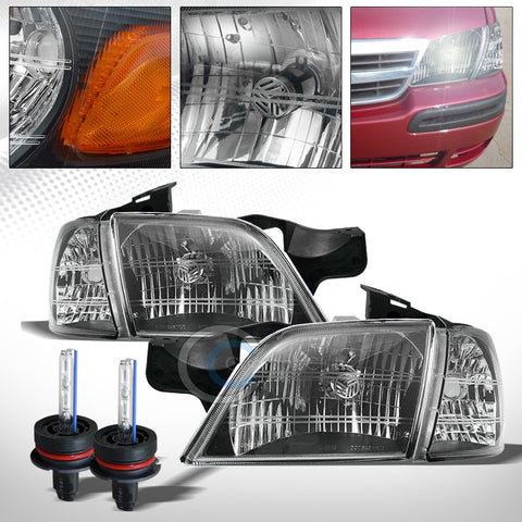 6000K HID XENON+BLK HEAD LIGHTS+CORNER AMBER DY 97-05 CHEVY VENTURE/99+ MONTANA