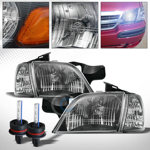 8000K HID XENON+BLK HEAD LIGHTS+CORNER AMBER DY 97-05 CHEVY VENTURE/99+ MONTANA
