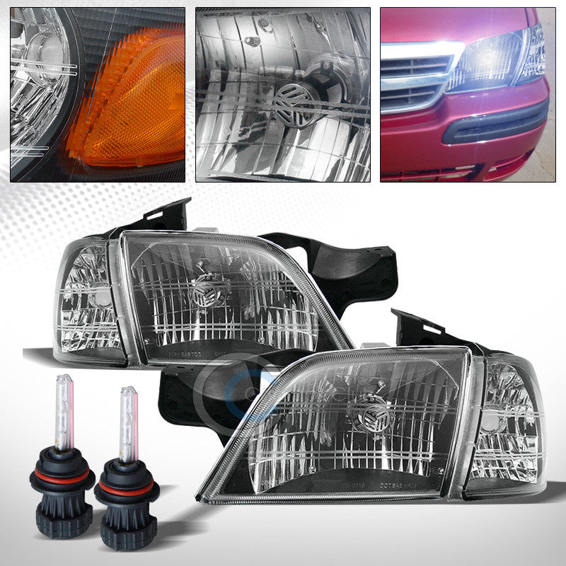 8000K HID BI-XENON+BLK HEAD LIGHTS+CORNER AMBER DY 97+ CHEVY VENTURE/99+ MONTANA