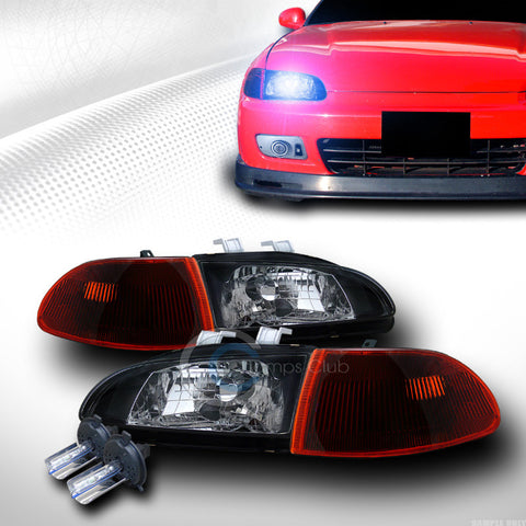 10000K HID XENON BLK HEAD LIGHTS+SIGNAL CORNER SMOKE AM K2 92-95 CIVIC 4D/4DR EG