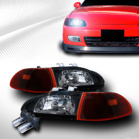 8000K HID XENON BLK HEAD LIGHTS+SIGNAL CORNER SMOKE AM K2 92-95 CIVIC 4D/4DR EG